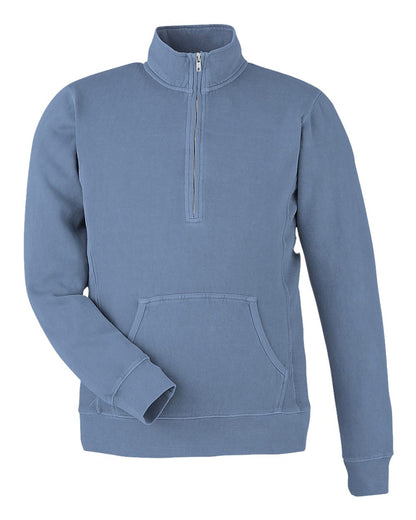 J. America Unisex Pigment-Dyed Fleece Quarter-Zip Pullover 8732 #color_Denim