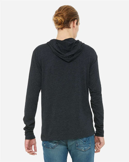BELLA + CANVAS Unisex Jersey Hooded Long Sleeve Tee 3512 #colormdl_Charcoal Black Triblend