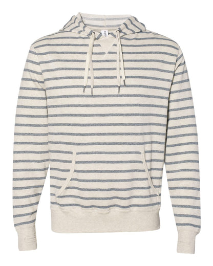 Independent Trading Co. Midweight French Terry Hooded Sweatshirt PRM90HT #color_Oatmeal Heather/ Salt &amp; Pepper Stripe