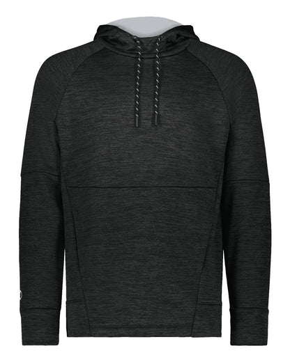 Holloway Men's All-Pro Performance Fleece Hooded Sweatshirt 223580 #color_Black Heather/ Silver
