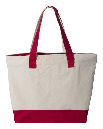 Q-Tees 19L Zippered Tote Q1300 #color_Natural/ Red