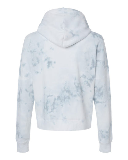 J. America Women's Crop Hooded Sweatshirt 8853 #color_Grey Tie Dye