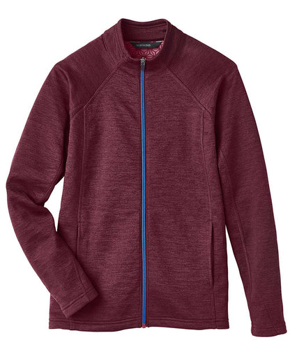 North End Women's Flux 2.0 Full-Zip Jacket NE712W #color_Burgundy Heather/ Olympic Blue