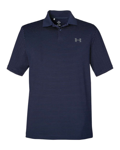 Under Armour Men's 3.0 Striped Perf Polo 1377376 #color_Midnight Navy/ White
