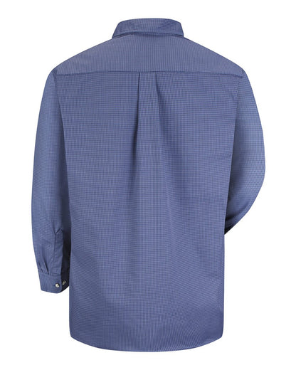Red Kap Men's Mini-Plaid Uniform Long Sleeve Shirt SP74 #color_Grey/ Blue Plaid - 323