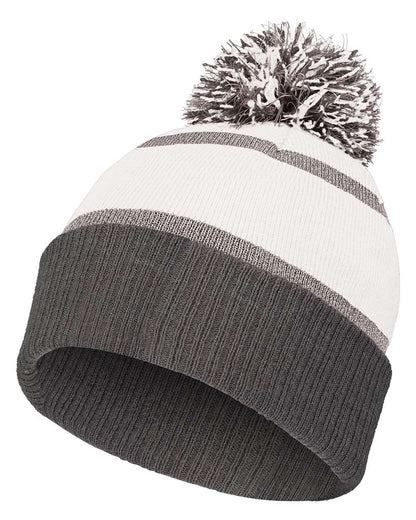 Holloway 8 1/2" Reflective Knit Beanie 223816 #color_White/ Carbon