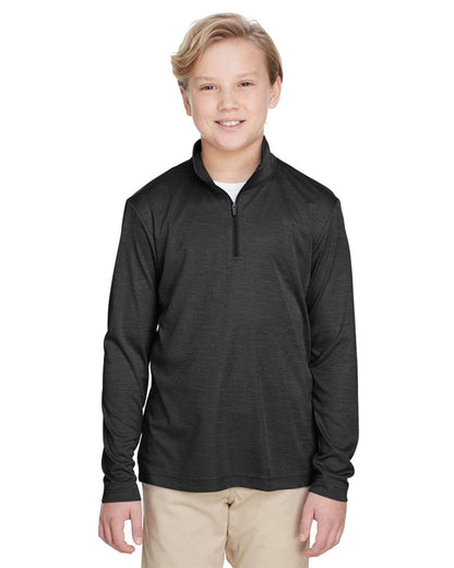 Team 365 Youth Zone Sonic Heather Performance Quarter-Zip Pullolver TT31HY #colormdl_Black Heather
