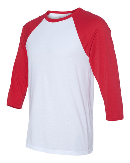 BELLA + CANVAS Unisex Three-Quarter Sleeve Baseball Tee 3200 #color_White/ Red