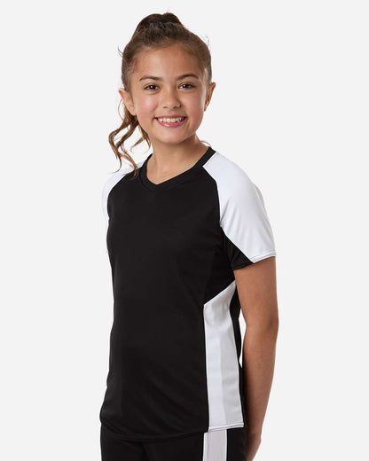 Augusta Sportswear Girls' Cutter Jersey 1523 #colormdl_Black/ White