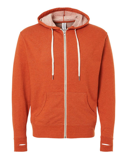 Independent Trading Co. Heathered French Terry Full-Zip Hooded Sweatshirt PRM90HTZ #color_Burnt Orange Heather