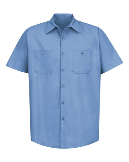 Red Kap Men's Tall Industrial Short Sleeve Work Shirt SP24T #color_Light Blue