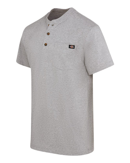 Dickies Men's Tall Heavyweight Traditional Short Sleeve Henley WS51T #color_Heather Grey