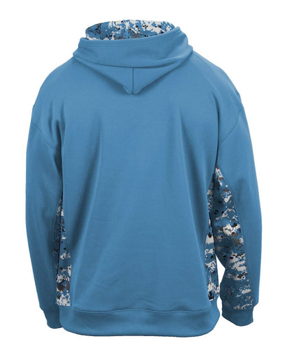 Badger Youth Digital Camo Colorblock Performance Fleece Hooded Sweatshirt 2464 #color_Columbia Blue/ Columbia Blue