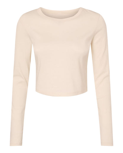 BELLA + CANVAS Women's Micro Rib Long Sleeve Baby Tee 1501 #color_Solid Natural Blend