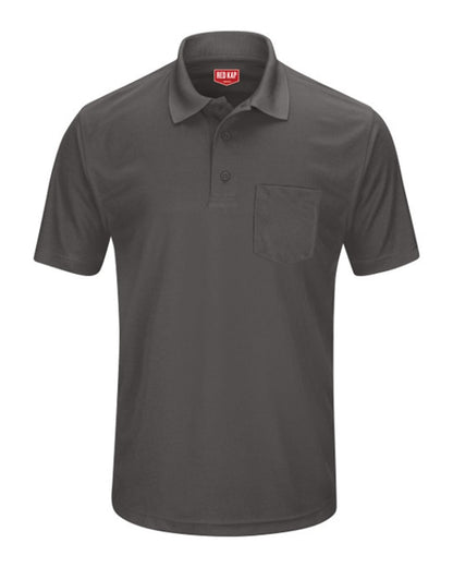 Red Kap Men's Performance Knit Pocket Polo SK98 #color_Charcoal