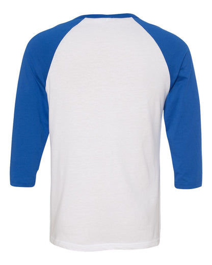 BELLA + CANVAS Three-Quarter Sleeve Baseball Tee 3200 #color_White/ True Royal