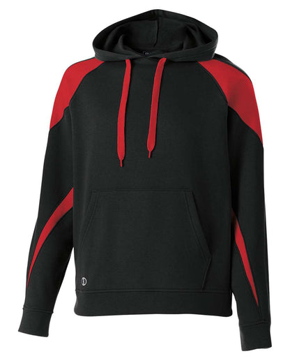 Holloway Youth Prospect Athletic Fleece Hooded Sweatshirt 229646 #color_Black/ Scarlet