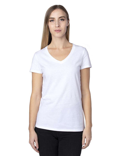 Threadfast Apparel Women's Ultimate CVC V-Neck T-Shirt 200RV #colormdl_White