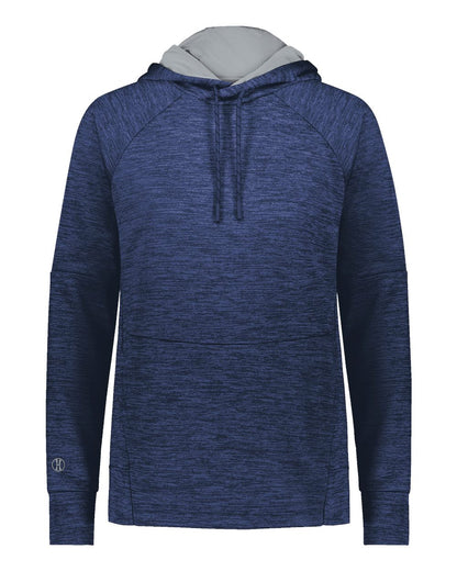 Holloway Women's All-Pro Performance Fleece Hooded Sweatshirt 223780 #color_Navy Heather/ Silver
