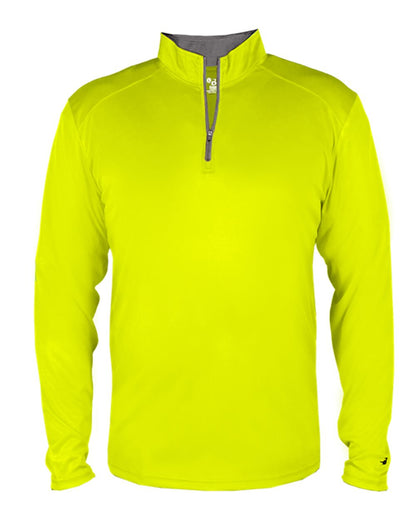 Badger B-Core Quarter-Zip Pullover 4102 #color_Safety Yellow Green/ Graphite