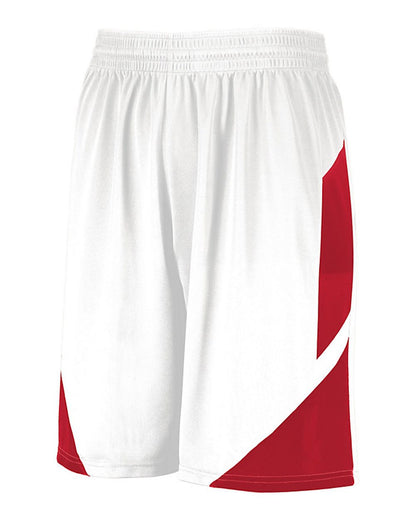 Augusta Sportswear Step-Back Basketball Shorts 1733 #color_White/ Red