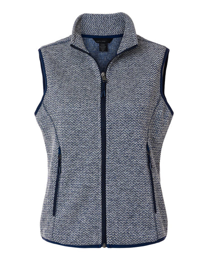 North End Women's Jasper Jacquard Fleece Vest NE731W #color_Classic Navy/ White