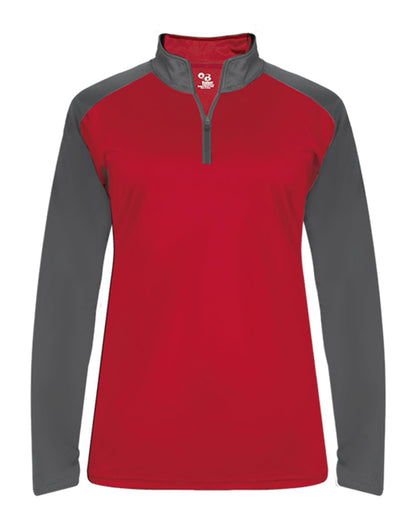 Badger Ultimate SoftLock™ Women's Sport Quarter-Zip Pullover 4008 #color_Red/ Graphite