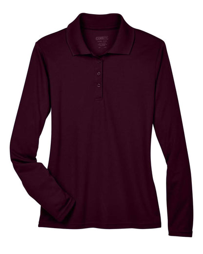 CORE365 Women's Pinnacle Performance Long Sleeve Piqué Polo 78192 #color_Burgundy