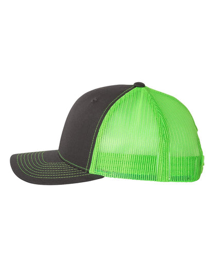 Richardson Snapback Trucker Cap 112 #color_Charcoal/ Neon Green