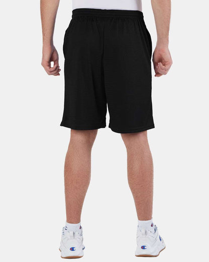 Champion Unisex Polyester Mesh 9" Shorts with Pockets S162 #colormdl_Black