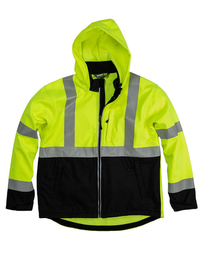 Berne Apparel Men's Hi-Vis Class 3 Hooded Soft Shell Jacket HVJS206 #color_Yellow