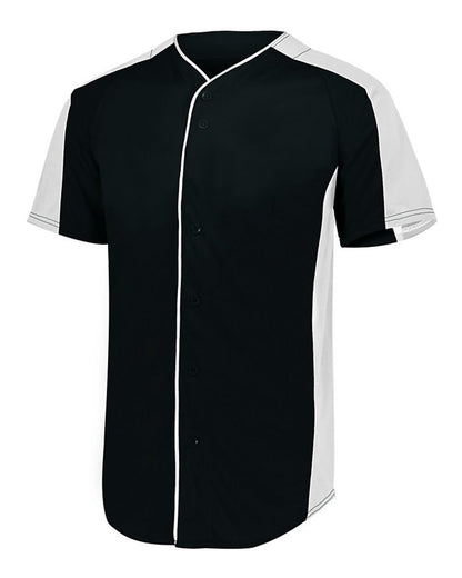 Augusta Sportswear Full Button Baseball Jersey 1655 #color_Black/ White