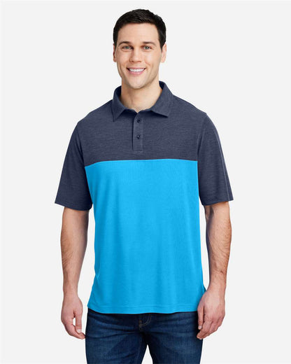 CORE365 Men's Fusion ChromaSoft™ Colorblock Polo CE112C #colormdl_Electric Blue/ Classic Navy Heather