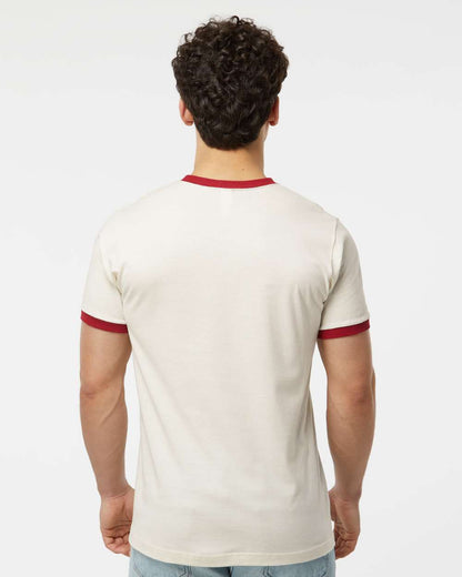 Tultex Fine Jersey Ringer T-Shirt 246 #colormdl_Vintage White/ Rio Red