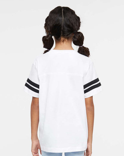 LAT Youth Football Fine Jersey Tee 6137 #colormdl_White Solid/ Black