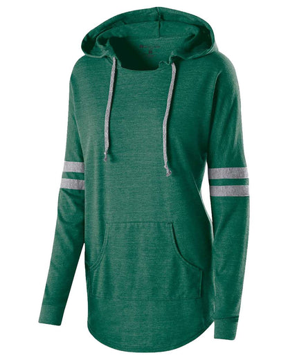 Holloway Women's Triblend Hooded Long Sleeve T-Shirt 229390 #color_Vintage Forest/ Vintage Grey