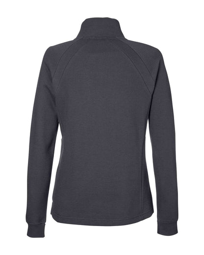 North End Women's Rhythm Waffle Cross-Neck Pullover NE200W #color_Carbon