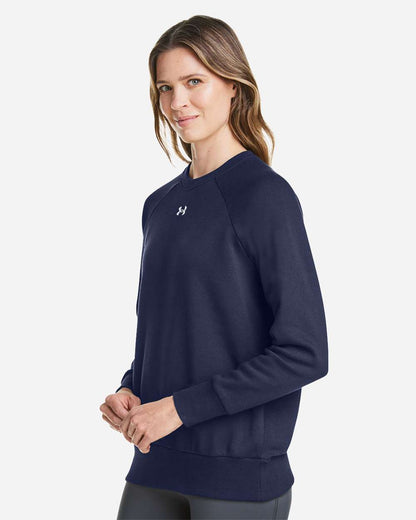 Under Armour Women's Rival Fleece Crewneck Sweatshirt 1379508 #colormdl_Midnight Navy/ White