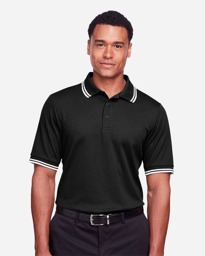 Devon & Jones Men's CrownLux Performance® Plaited Tipped Polo DG20C #colormdl_Black/ White