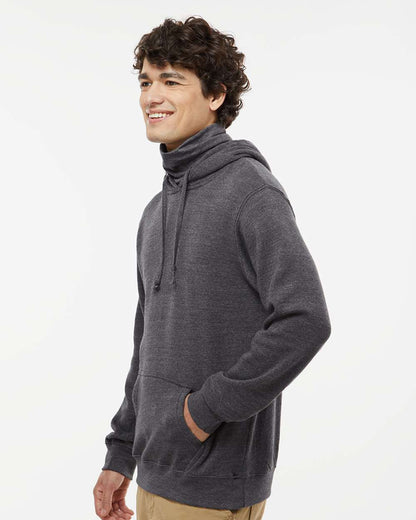J. America Men's Gaiter Fleece Hooded Sweatshirt 8879 #colormdl_Black Heather
