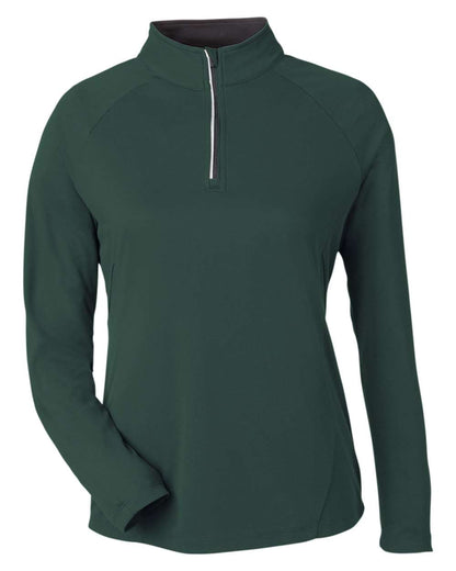 CORE365 Women's Origin Performance Pique Quarter-Zip Pullover CE418W #color_Forest/ Carbon