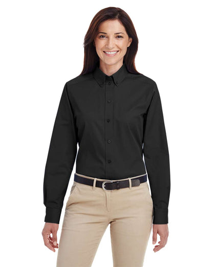 Harriton Women's Foundation Cotton Twill Shirt with Teflon M581W #colormdl_Black