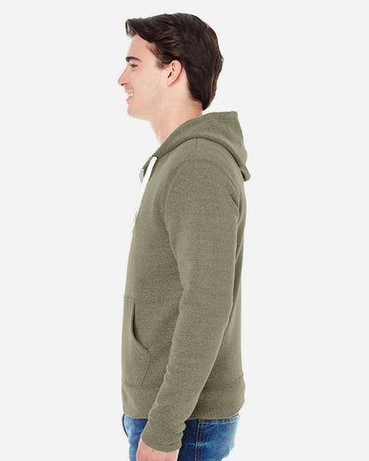 J. America Men's Triblend Full-Zip Hooded Sweatshirt 8872 #colormdl_Olive Triblend