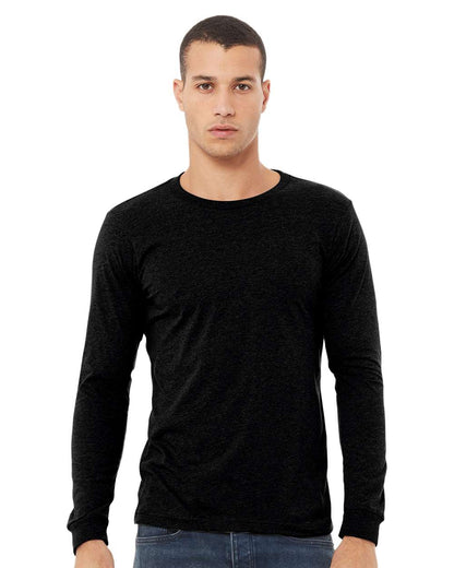 BELLA + CANVAS Heather CVC Long Sleeve Tee 3501CVC #colormdl_Solid Black Blend