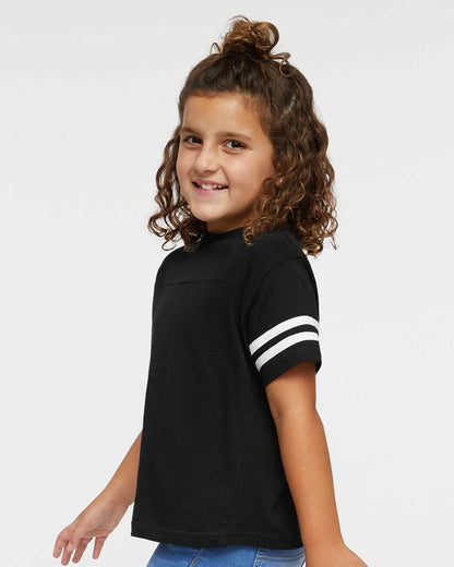 Rabbit Skins Toddler Football Fine Jersey Tee 3037 #colormdl_Black Solid/ White
