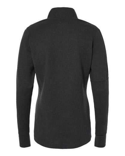 Adidas Women's 3-Stripe Quarter-Zip Sweater Pullover A555 #color_Black Melange
