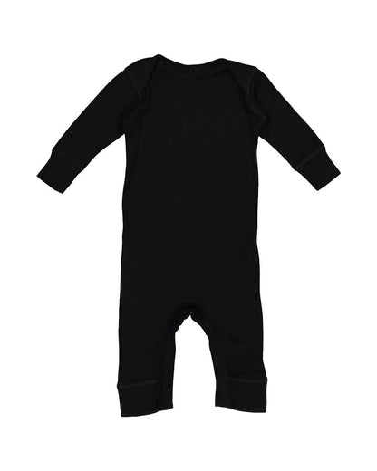 Rabbit Skins Infant Long Legged Baby Rib Bodysuit 4412 #color_Black