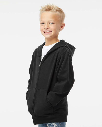 Independent Trading Co. Youth Midweight Full-Zip Hooded Sweatshirt SS4001YZ #colormdl_Black