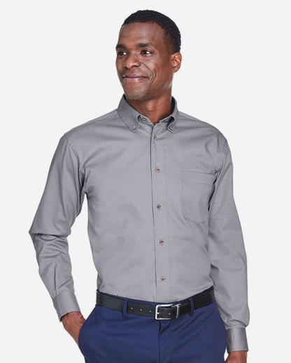 Harriton Men's Tall Easy Blend™ Twill Dress Shirt M500T #colormdl_Dark Grey