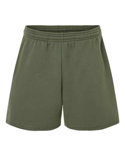 BELLA + CANVAS Women's Cutoff Fleece Shorts 3787 #color_Military Green